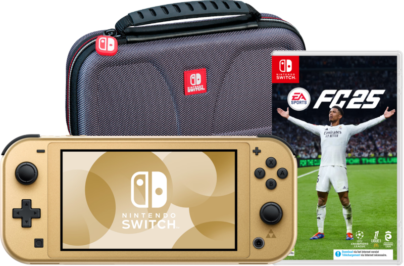 Nintendo Switch Lite Zelda Edition + EA Sports FC 25 + Beschermtas