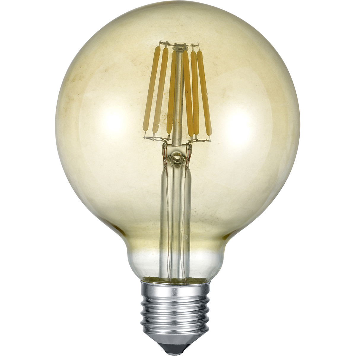 LED Lamp - Filament - Trion Globin - E27 Fitting - 6W - Warm Wit 2700K - Amber - Aluminium