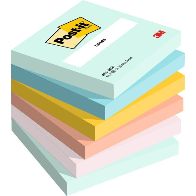 Memoblok 3m post-it 654 76x76mm beachside colour | 12 stuks