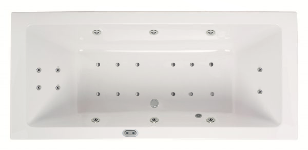 Lambini Designs Cube bubbelbad 170x75cm elektronisch 6+4+2 hydrojets en 12 aerojets met bedieningspaneel chroom