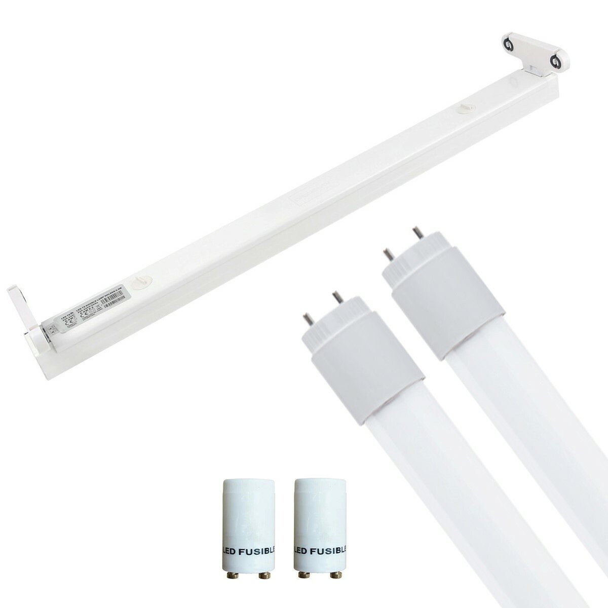 LED TL Armatuur met T8 Buis Incl. Starter - Aigi Dybolo - 60cm Dubbel - 16W - Helder/Koud Wit 6400K - Beschermingsgraad IP20