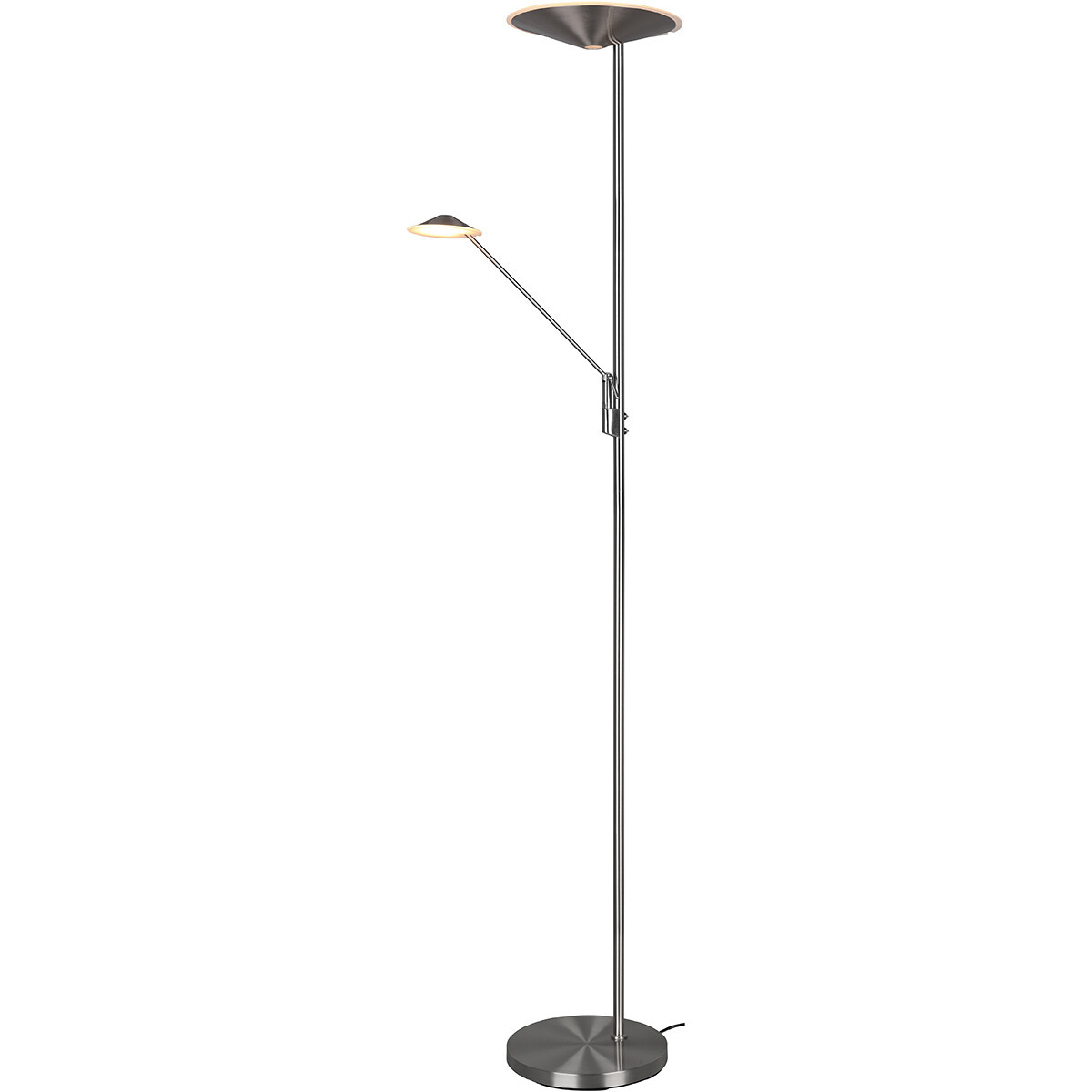 LED Vloerlamp - Trion Bravo - 36.5W - Aanpasbare Kleur - Dimbaar - Rond - Mat Nikkel - Aluminium