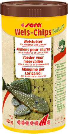 Sera Wels-Chips Nature 1000ml (380g) - Natuurlijke Voeding voor Ancistrus & L-meervallen