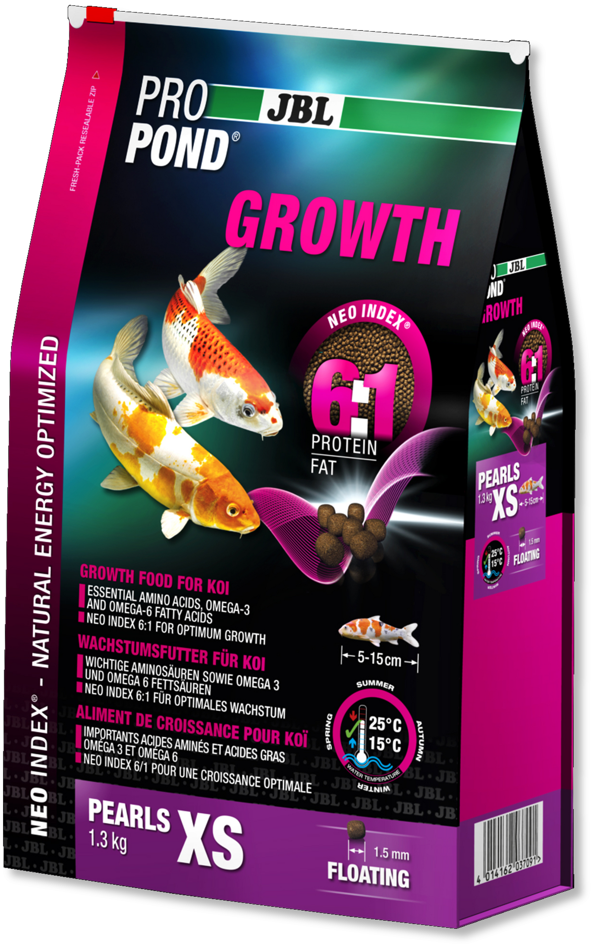 JBL Propond Growth XS 1,3kg - Compleet Voer voor Groei en Vitaliteit Vijvervissen 5-15cm