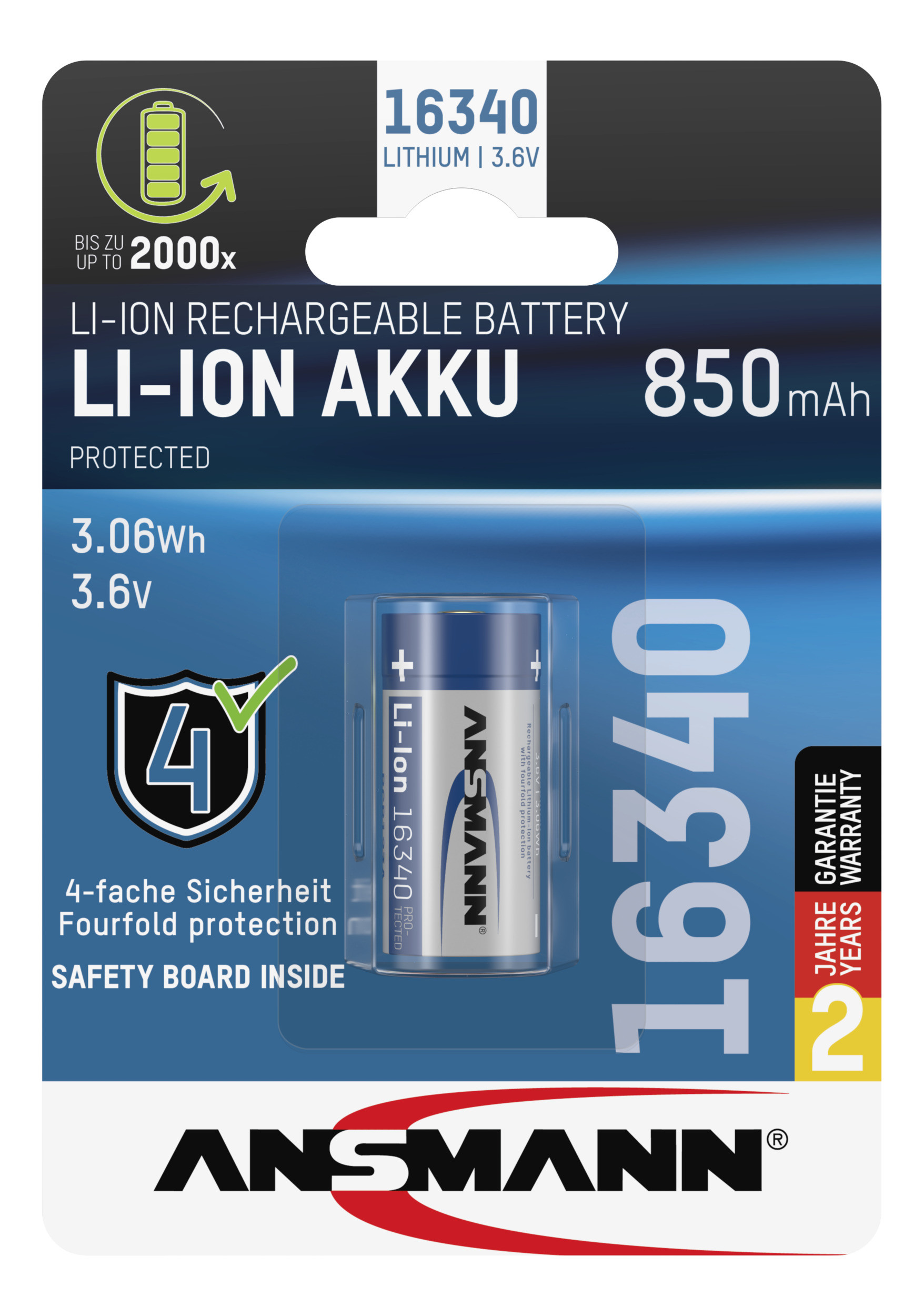 Ansmann 16340 - RCR123A Li-Ion 850mAh