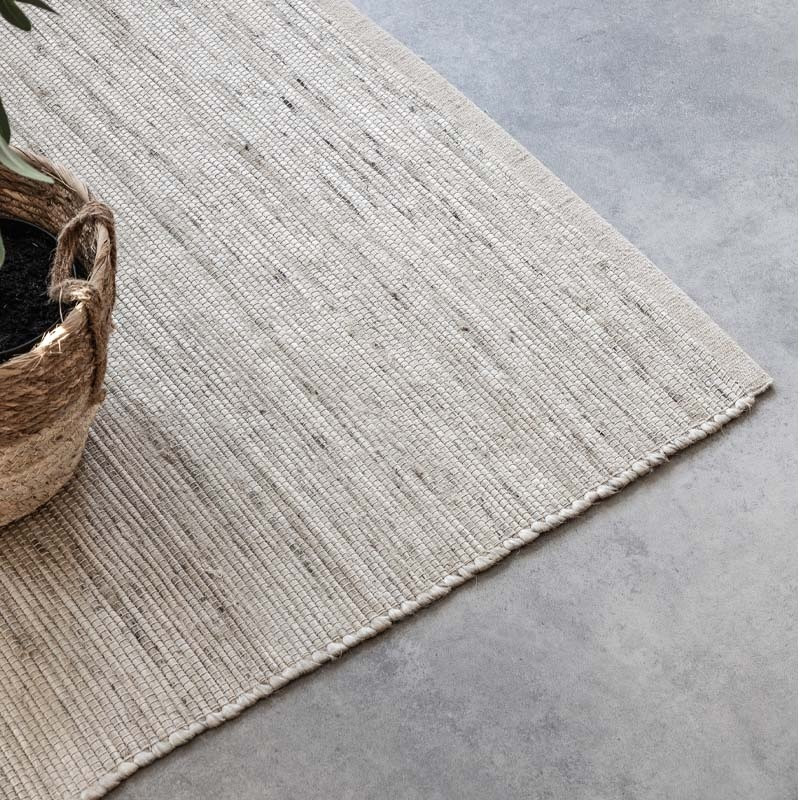 Jute Wol Katoen Vloerkleed Creme - Dhaka - 80x200 cm - Rechthoek - Dekbed-Discounter.nl