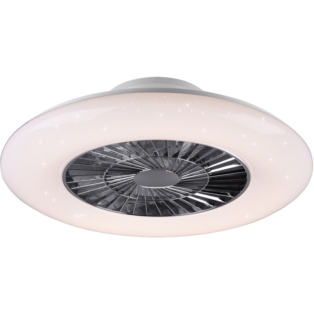 LED Plafondlamp met Ventilator - Plafondventilator - Trion Vison - 40W - Aanpasbare Kleur - Afstandsbediening - Dimbaar - Rond - Mat Chroom - Kunststof