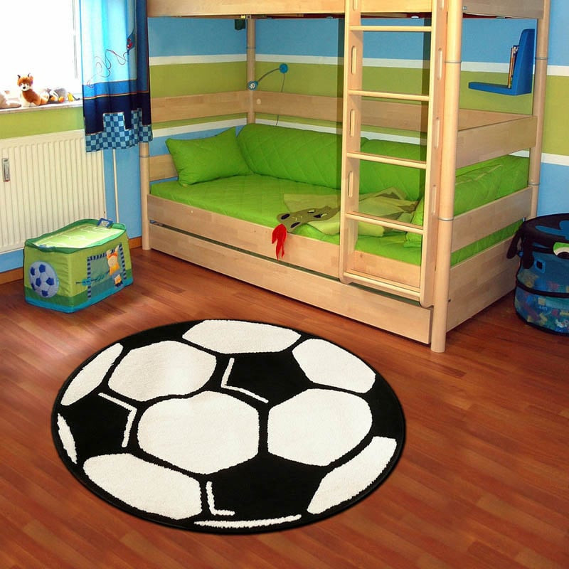 Kindervloerkleed Velours Voetbal Multicolor - Hanse Home Fußüball - Rond - Dekbed-Discounter.nl