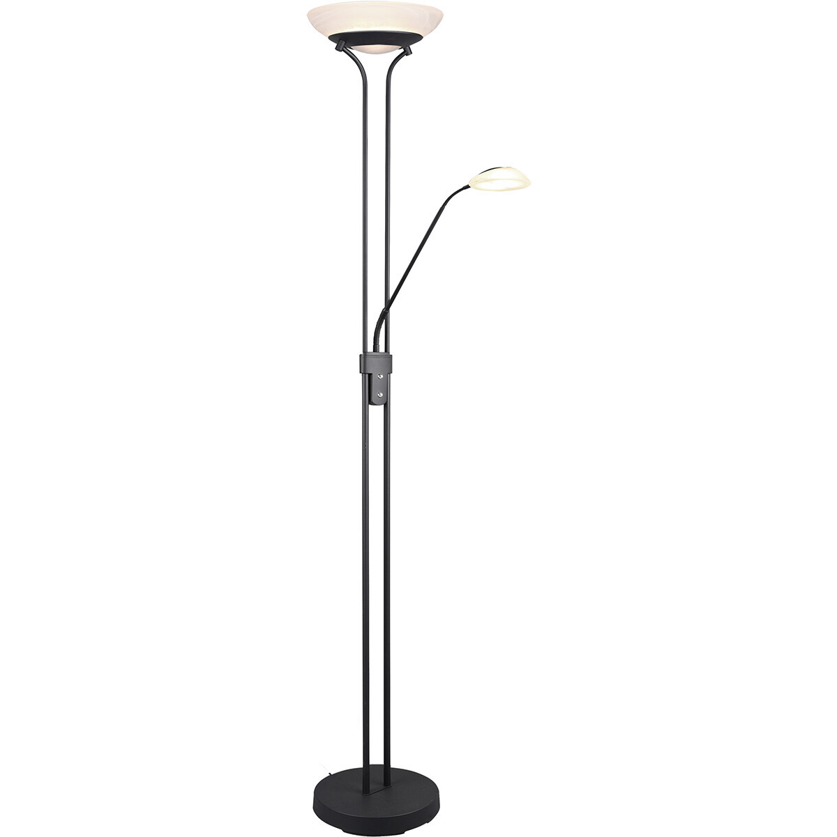 LED Vloerlamp - Trion Orsan - 31W - Warm Wit 3000K - Dimbaar - Rond - Mat Zwart - Aluminium