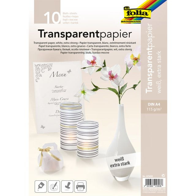 Transparant papier Folia A4 115gr wit