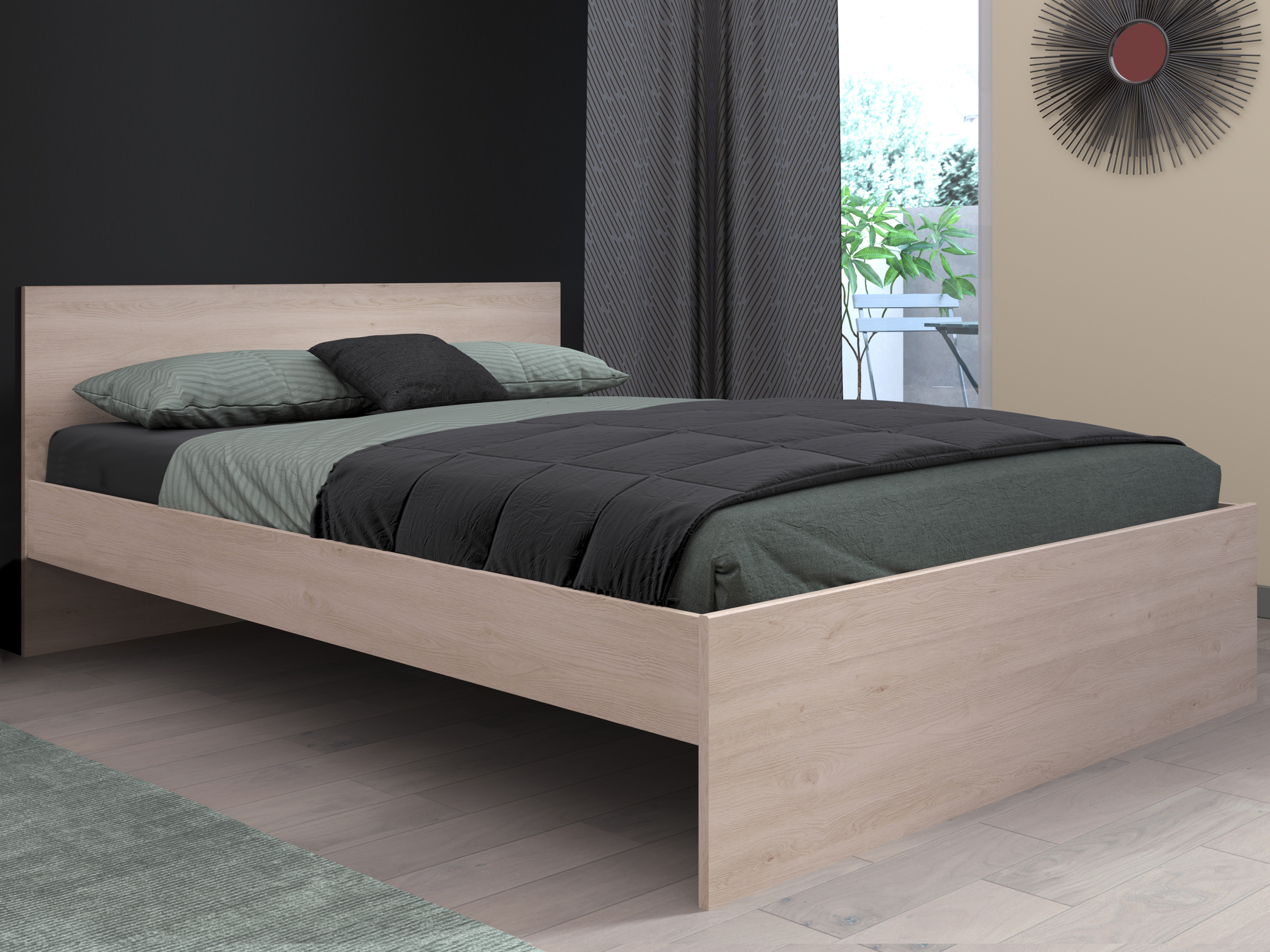 Tweepersoonsbed BRIDANI 160x200 cm brooklyn eik