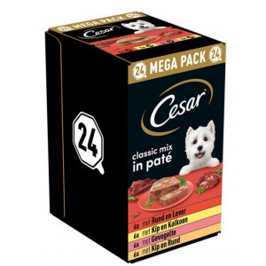 Cesar Classic Mix Paté multipack natvoer hond maaltijdkuipjes (150 g) 1 verpakking (24 x 150 g)