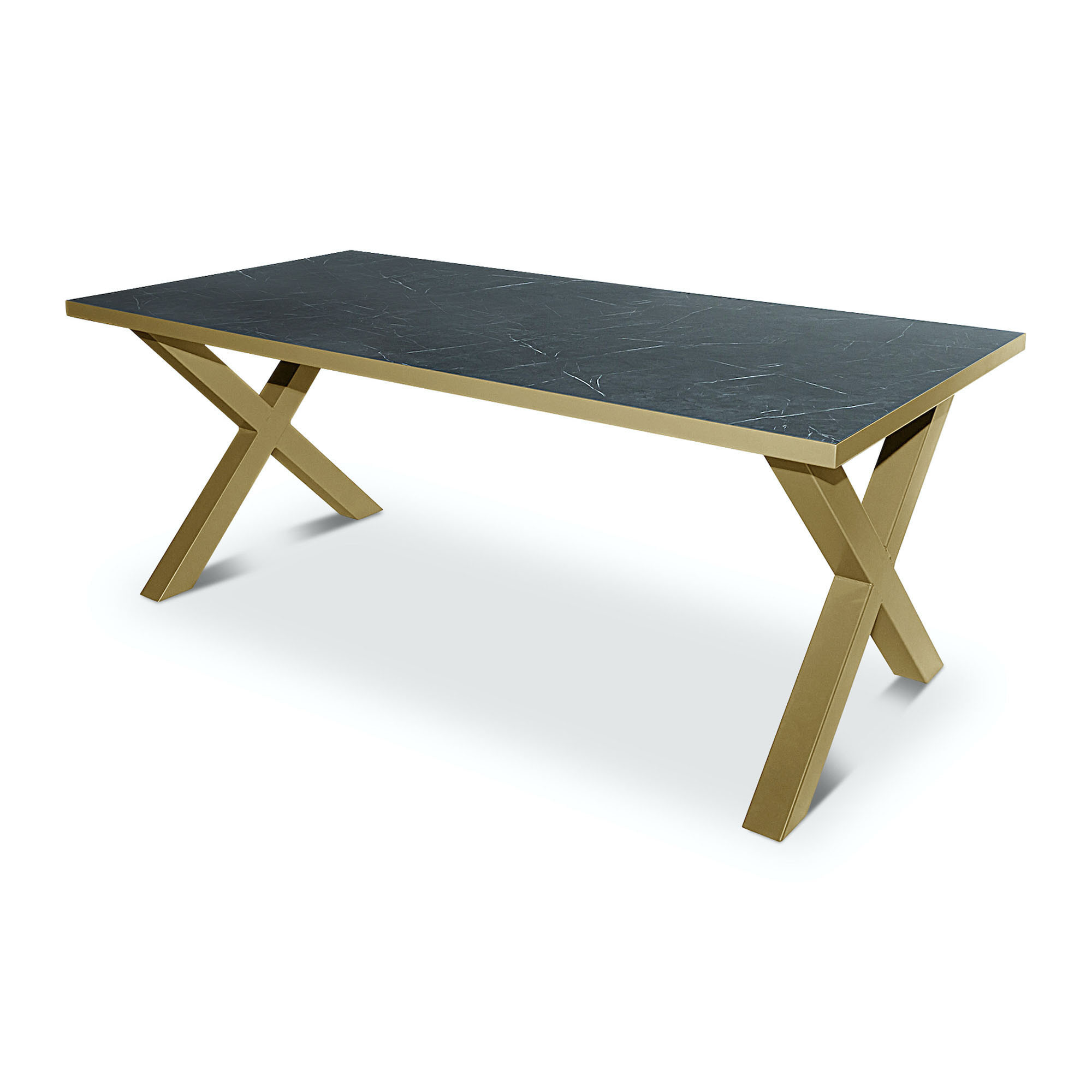 Stalux Eettafel Roos - goud / zwart marmer