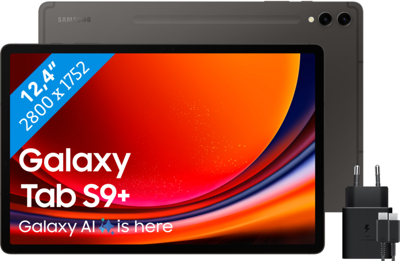 Samsung Galaxy Tab S9 Plus 12.4 inch 512 GB Wifi Zwart + Samsung Oplader