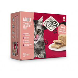 Voskes Adult - Paté heek met zalm & erwten natvoer kat (8x85 g) 8 x 85 g