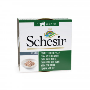 Schesir tonijn met kip (jelly) natvoer kat (blikjes 85 g) 1 tray (14 x 85 g)