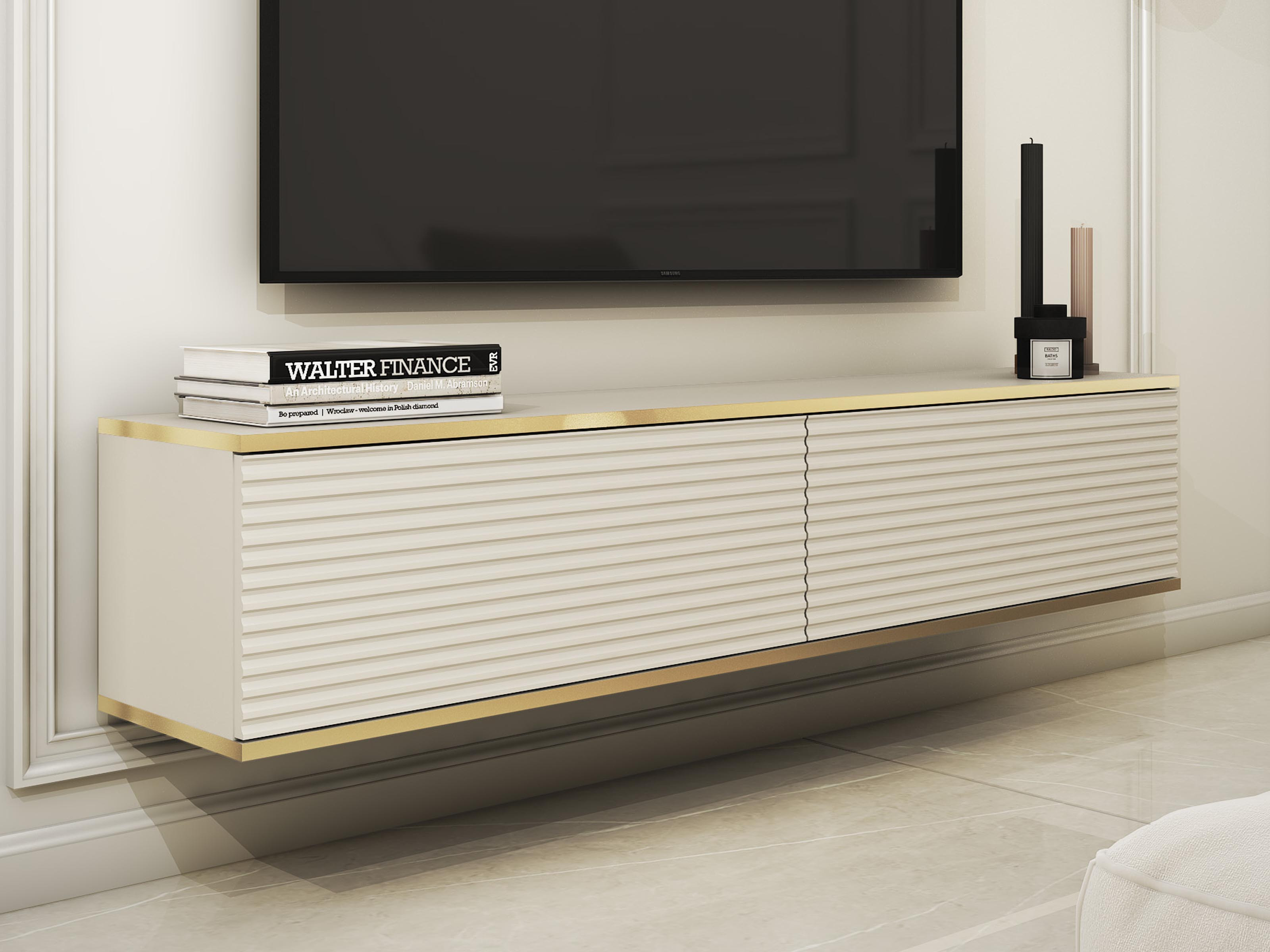 Tv-meubel ORIKA 2 klapdeuren beige