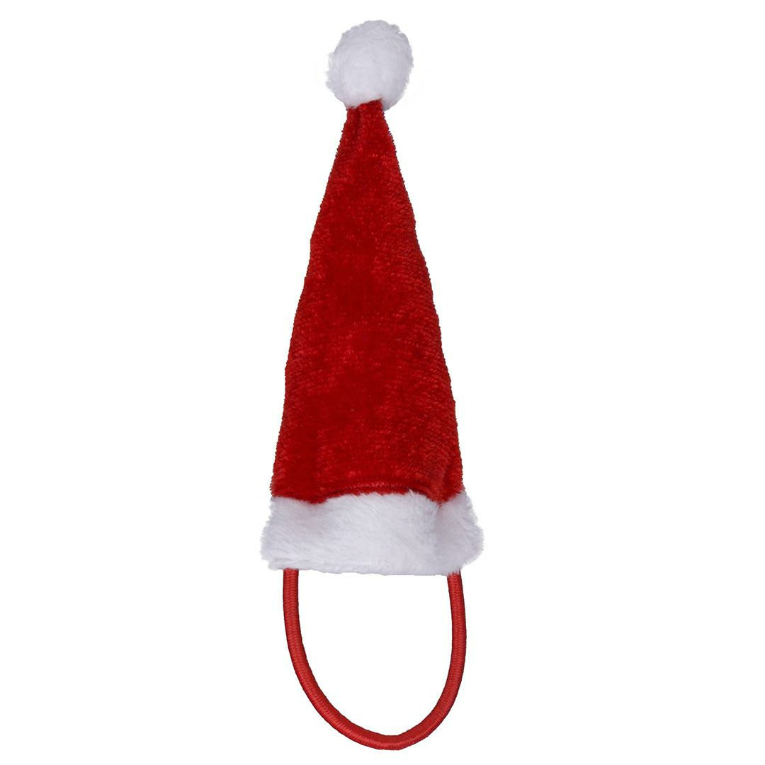 Haar elastiek - mini kerstmuts - 5,5 x 9,5 cm - polyester - kerst haaraccessoires