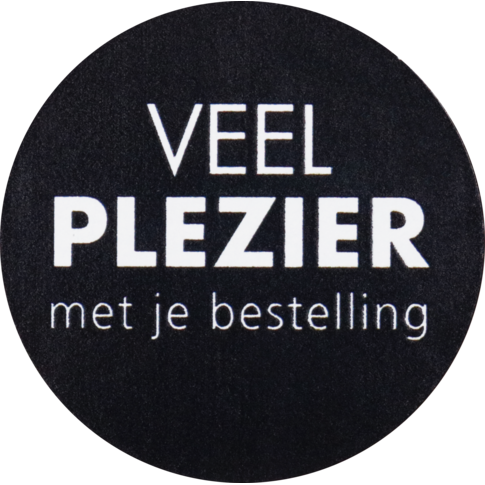 Etiket | Cadeauetiket | papier | Veel plezier met je bestelling | ∅35mm | zwart/wit | rol à 500 stuks