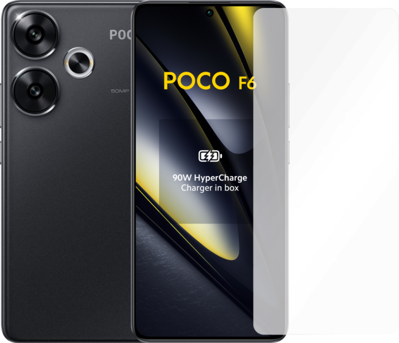 POCO F6 256GB Zwart 5G + Just in Case Tempered Glass Screenprotector