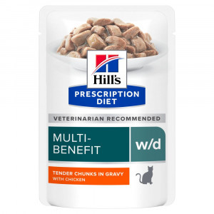 Hill&apos;s Prescription Diet W/D Multi-Benefit natvoer kat met kip maaltijdzakje 48 x 85 g