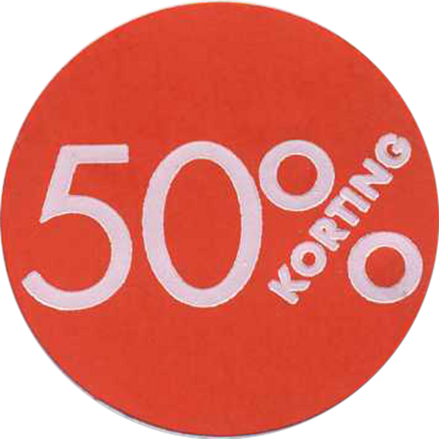 Etiket | Reclame-etiket | papier | 50% korting | permanent | ∅30mm | rood | rol à 250 stuks