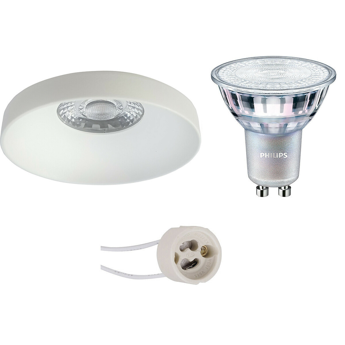 LED Spot Set - Pragmi Vrito Pro - GU10 Fitting - Inbouw Rond - Mat Wit - Ø82mm - Philips - MASTER 927 36D VLE - 4.9W - Warm Wit 2200K-2700K - DimTone Dimbaar