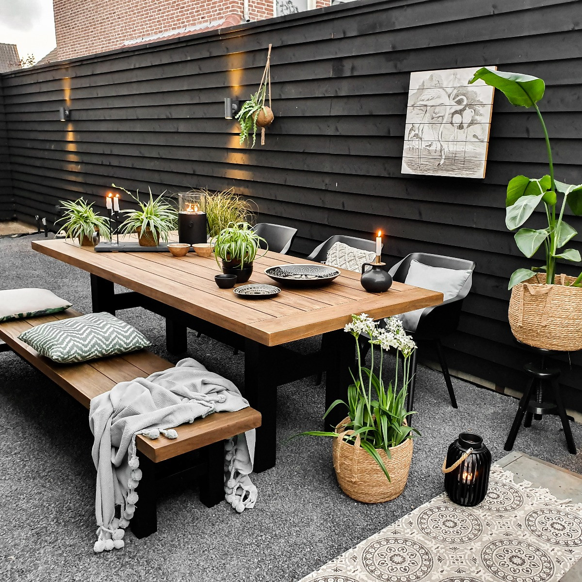 Hartman tuinset - Yasmani tuintafel + bank 240 cm. + Sophie studio tuinstoel Carbon