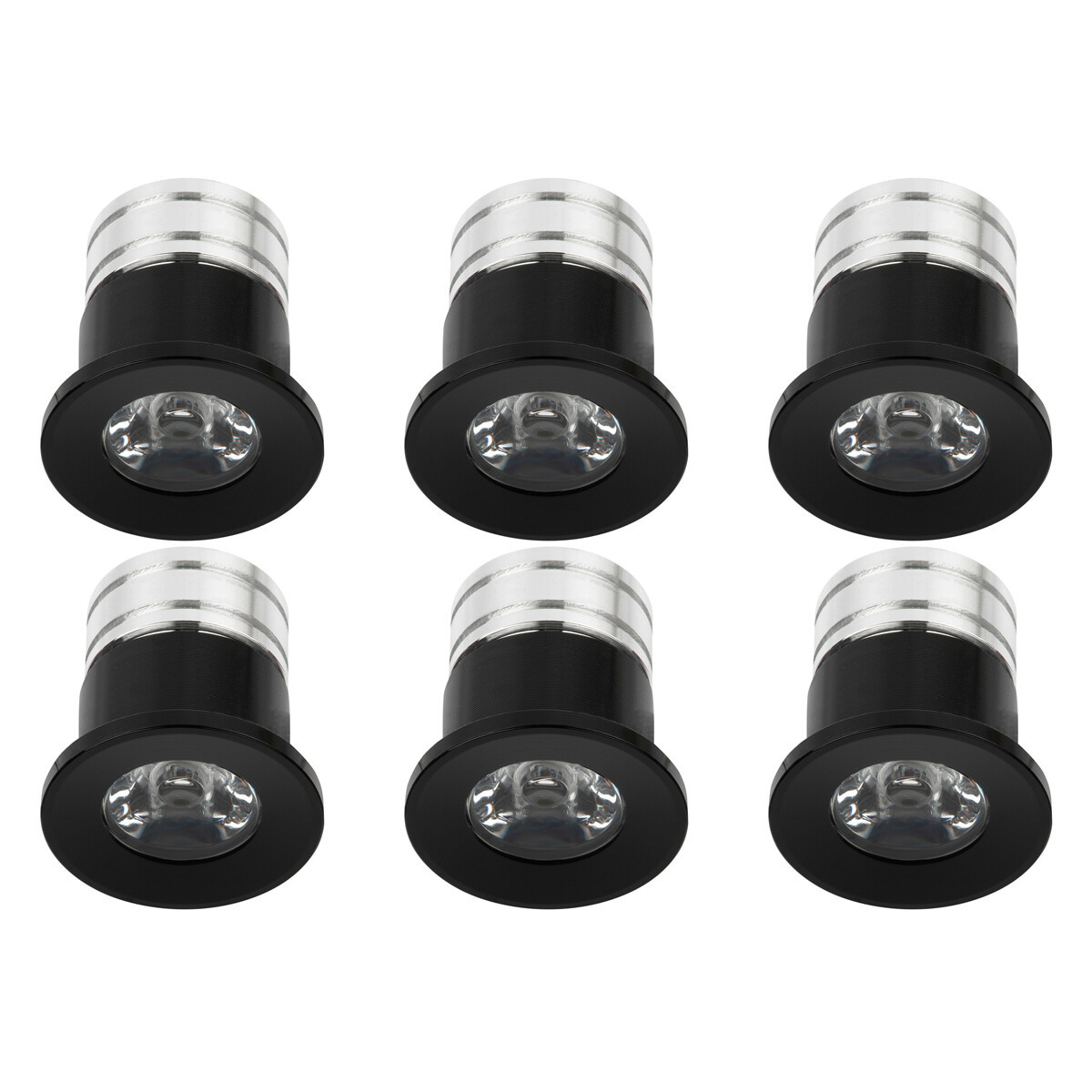 LED Veranda Spot Verlichting 6 Pack - Velvalux - 3W - Warm Wit 3000K - Inbouw - Rond - Mat Zwart - Aluminium - Ø31mm