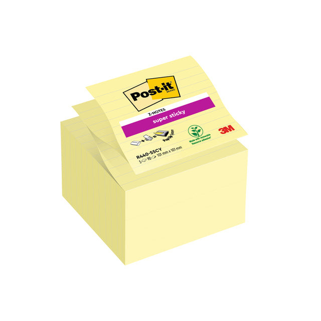 Memoblok 3M Post-it Z-Notes S440 Super Sticky 100x100mm geel