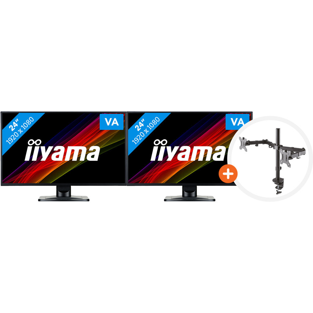 2x iiyama ProLite X2481HS-B1 + NewStar FPMA-D550DBLACK