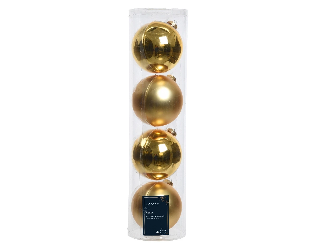 Decoris kerstballen glas 4st licht goud 10cm