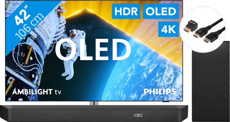 Philips 42OLED809 - Ambilight (2024) + Soundbar + Hdmi kabel