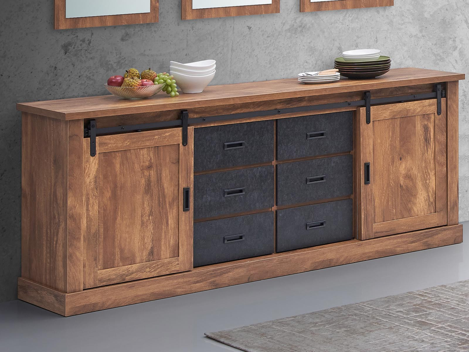 Dressoir ELONI 2 deuren 6 lades acacia