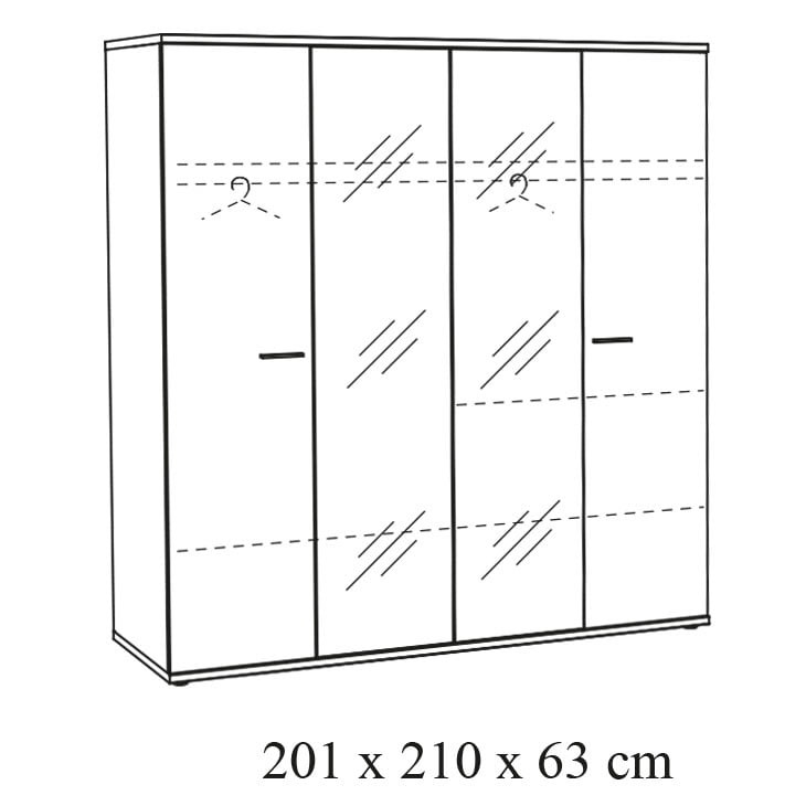 Vier-deurs draaideurskast Andante-W4