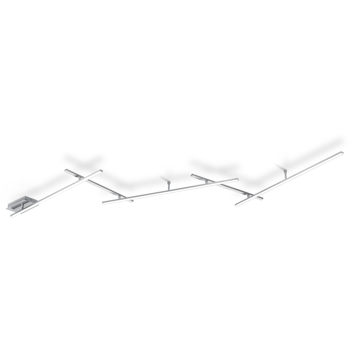 LED Plafondlamp - Trion Undiro - 9W - Warm Wit 3000K - 5-lichts - Dimbaar - Rechthoek - Mat Nikkel - Aluminium