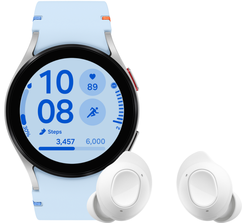 Samsung Galaxy Watch FE Zilver/Blauw + Buds FE Wit