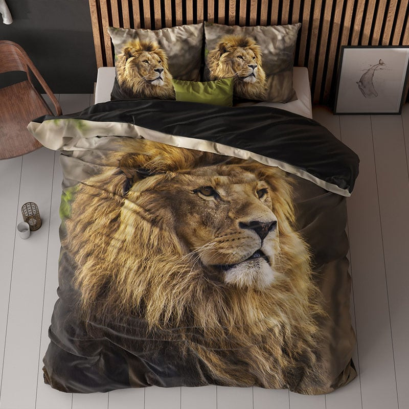 Dekbedovertrek Lion Mind - Eenpersoons (140x200 cm) - Meerkleurig Katoen - Dessin: Dieren - Sleeptime - Dekbed-Discounter.nl