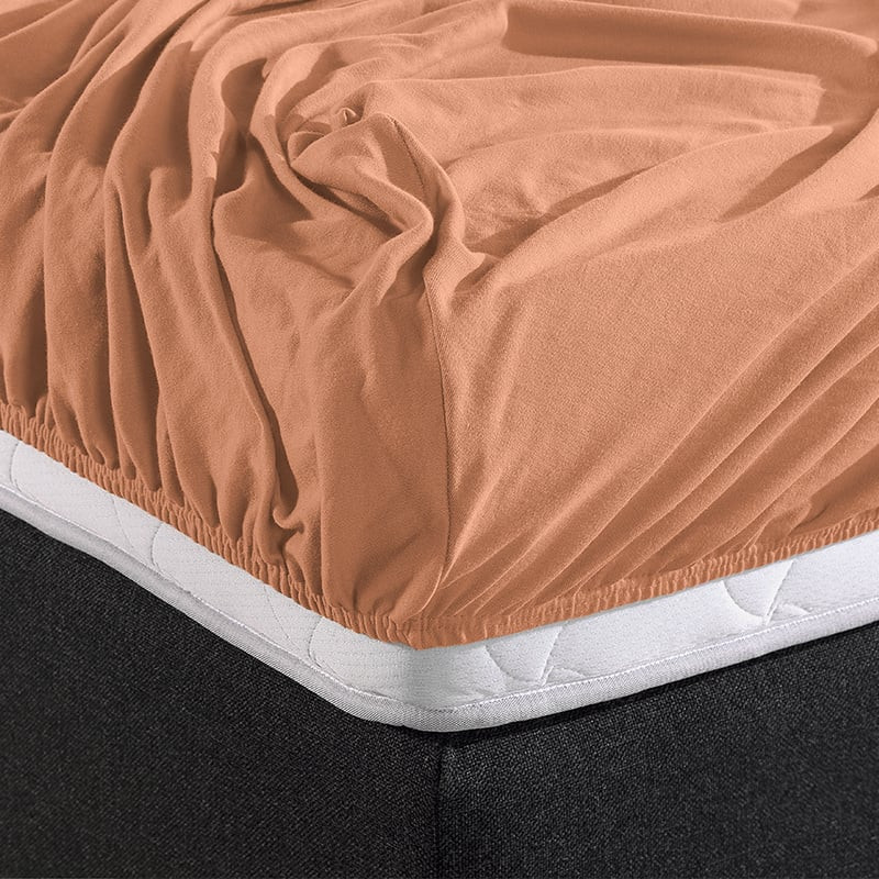 Hoeslaken Dubbel Stretch - Pastel Oranje - 190x220 cm - Oranje - Home Care - Dekbed-Discounter.nl