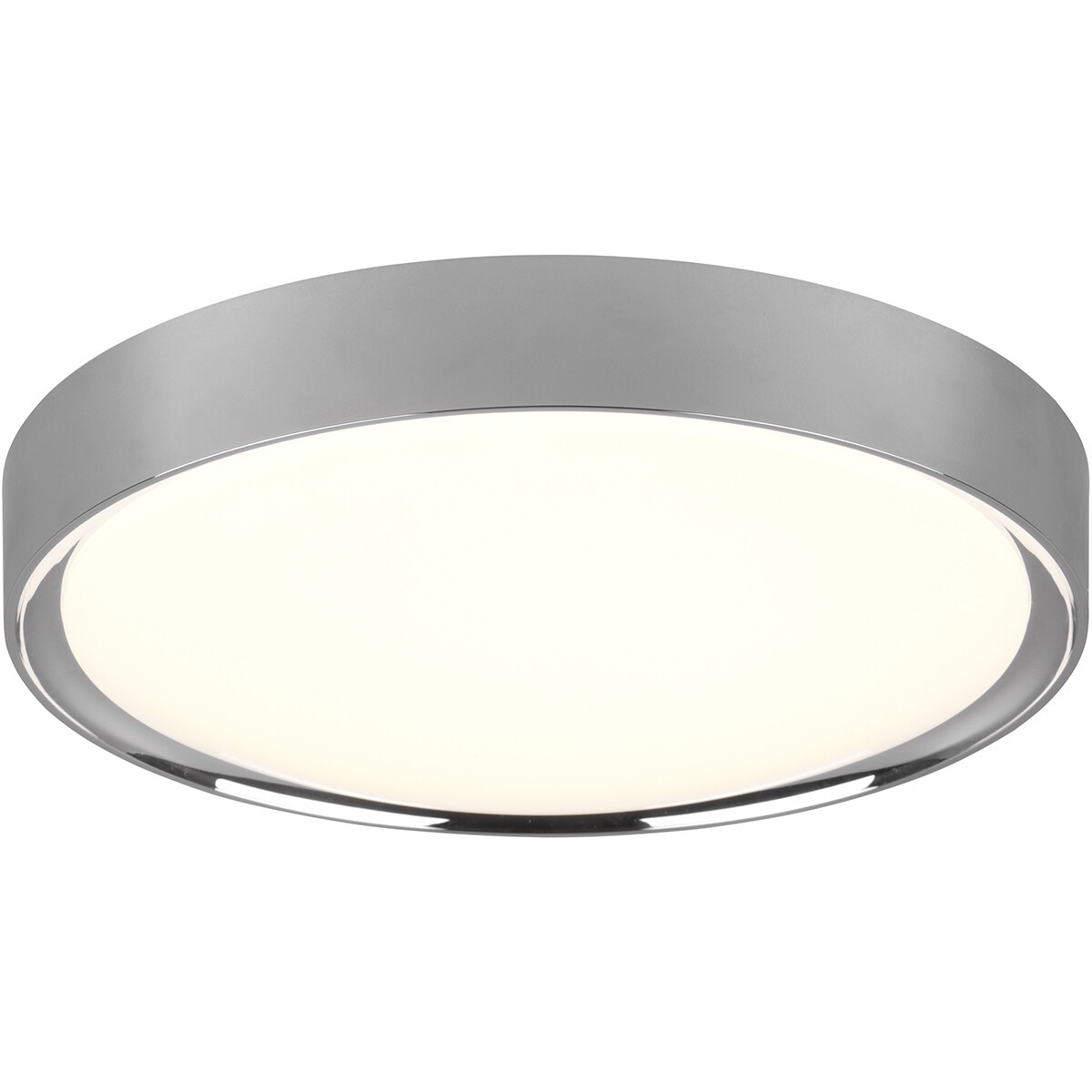 LED Plafondlamp - Badkamerlamp - Trion Clirno - 18W - Warm Wit 3000K - Spatwaterdicht IP44 - Opbouw Rond - Mat Chroom - Kunststof