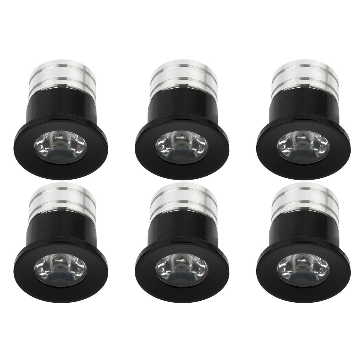 LED Veranda Spot Verlichting 6 Pack - Velvalux - 3W - Warm Wit 3000K - Inbouw - Dimbaar - Rond - Mat Zwart - Aluminium - Ø31mm