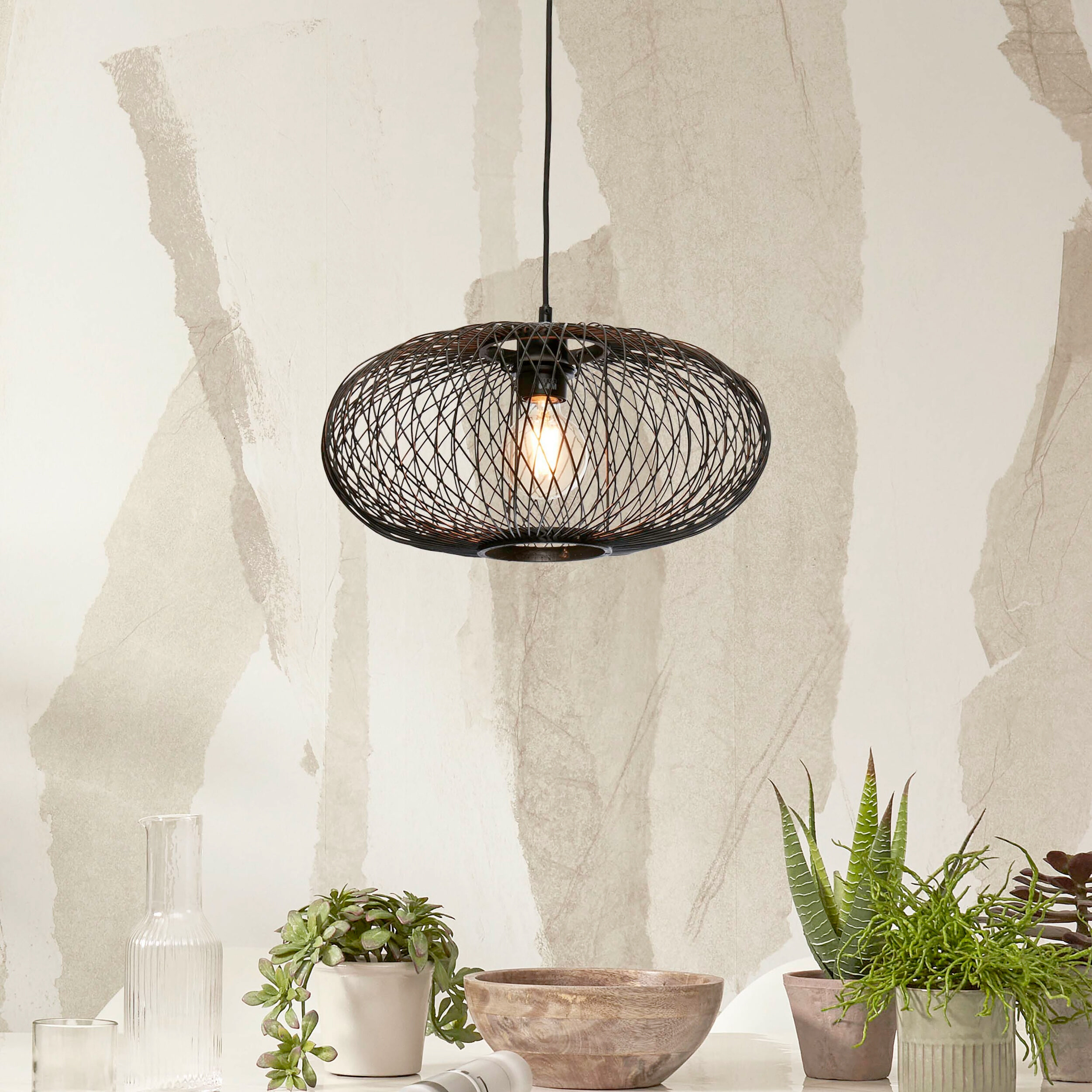 GOOD&MOJO Hanglamp 'Cango' Bamboe, 40cm, kleur Zwart