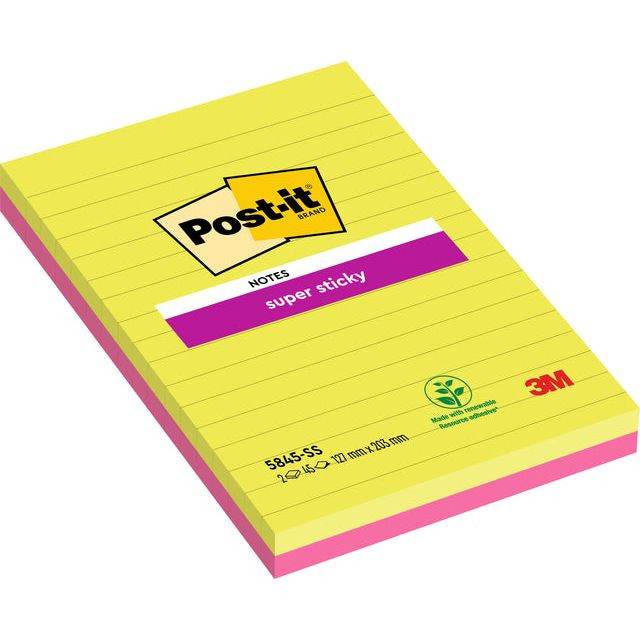 Post-it Super Sticky notes XXXL, 45 vel, ft 127 x 203 mm, geassorteerde kleuren, pak van 2 blokken