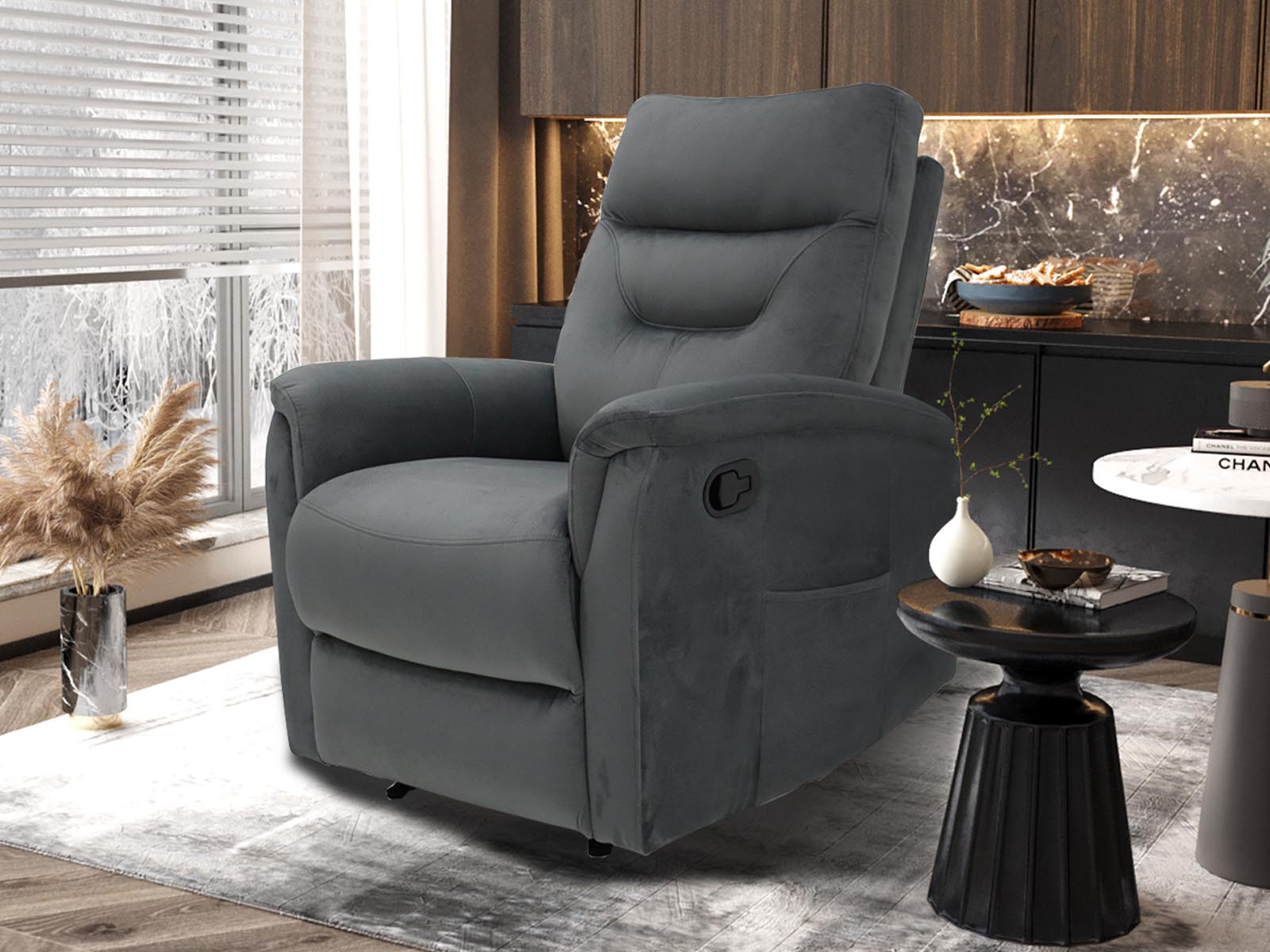 Relaxfauteuil manueel BRENDA 1 plaats grijs