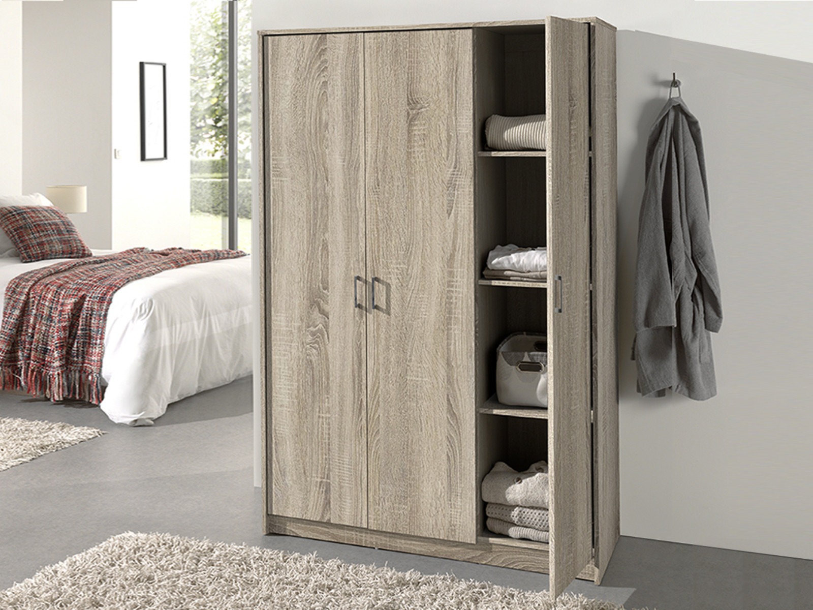 Kast RAYMOON 3 deuren 120 cm (garderobekast) sonoma