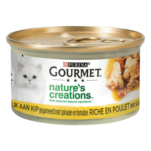 Purina Gourmet Nature&apos;s Creations met kip, spinazie, tomaat natvoer kat (24x85 g) 24 x 85 g