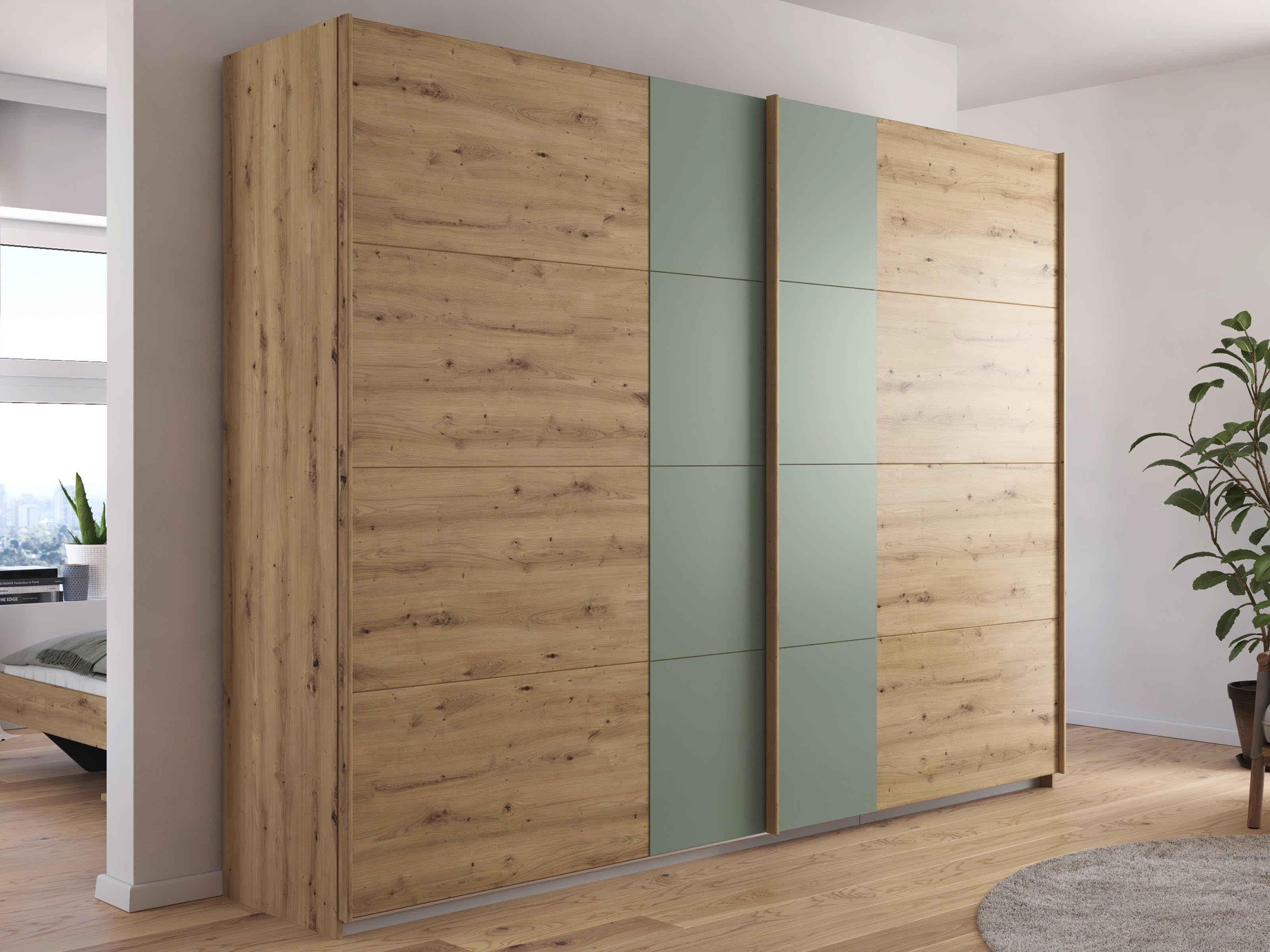 Kast SALDARINI 2 deuren 271 cm artisan eik/saliegroen