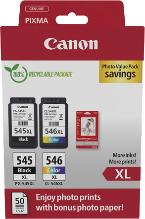 Canon PG545XL/CL546XL + Canon GP-501 Fotopapier