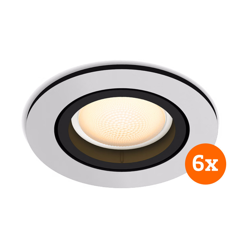 Philips Hue Milliskin inbouwspot White Ambiance rond Aluminium 6-pack