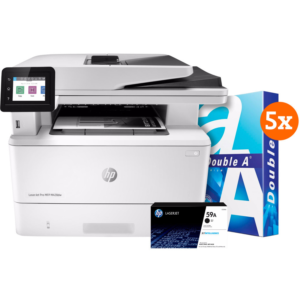 HP LaserJet Pro MFP M428dw + 1 extra zwarte toner + 2.500 vellen A4 papier